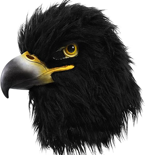 Силиконовая маска для лица и головы черного орла