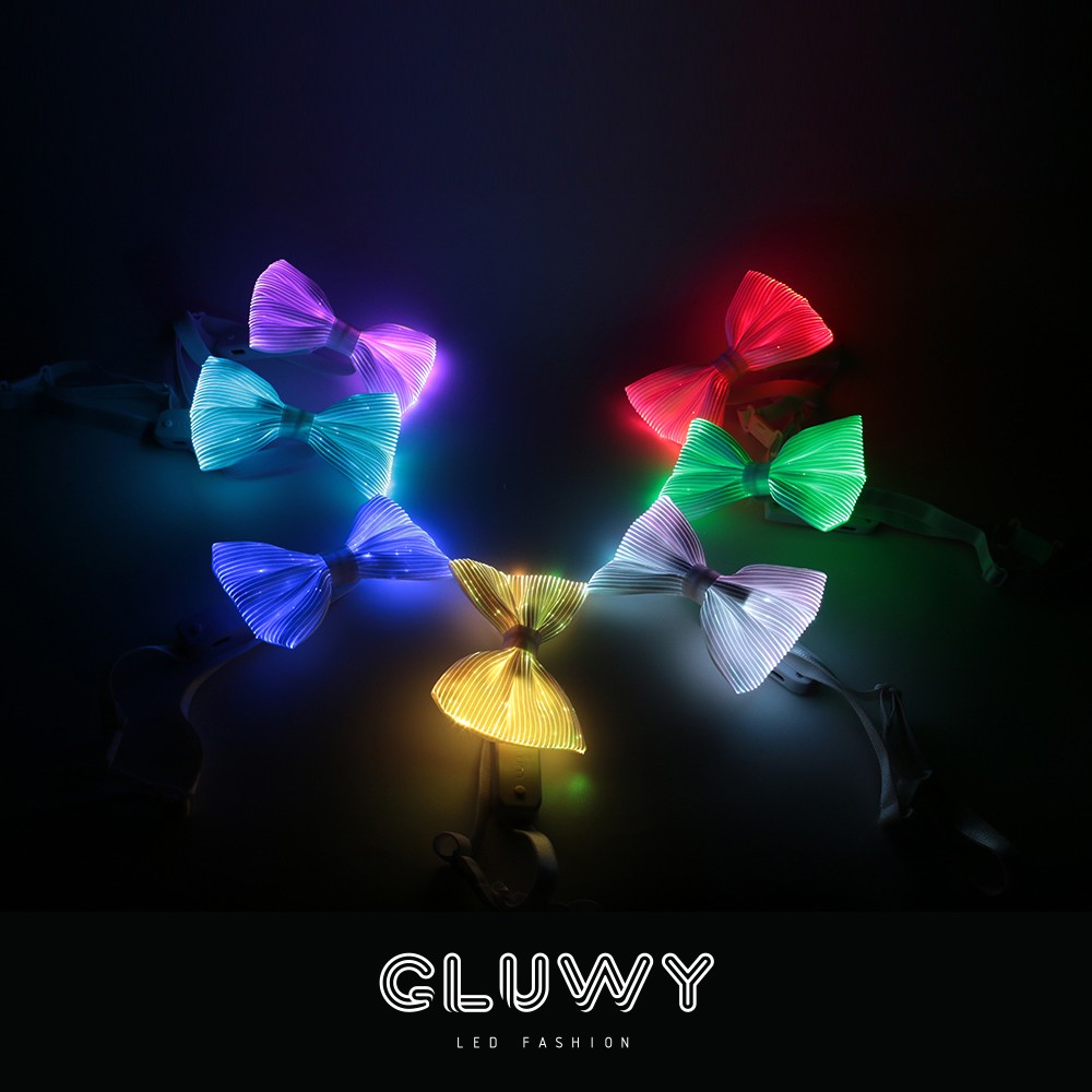 светящийся галстук-бабочка LED разноцветный