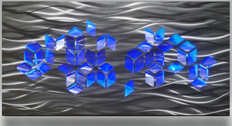 МЕТАЛЛИЧЕСКИЕ абстрактные настенные росписи 3d формы - светодиодная подсветка