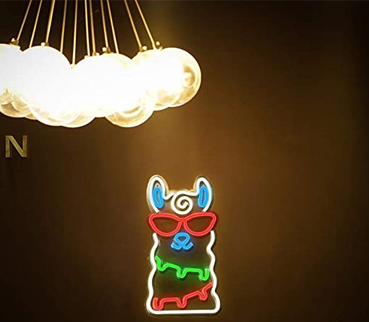 светящийся лама неоновая стена логотип