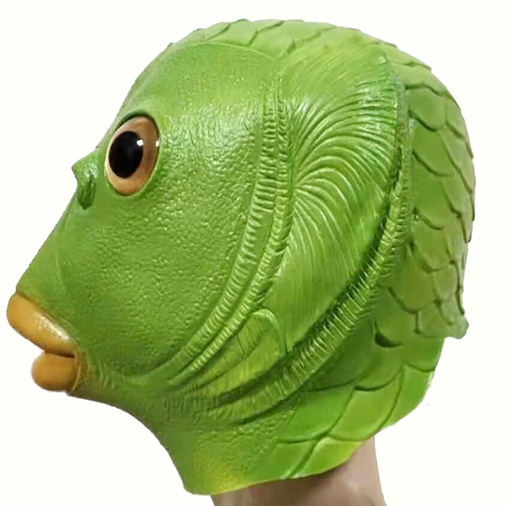 Силиконовая маска для лица с рыбьей зеленой головой