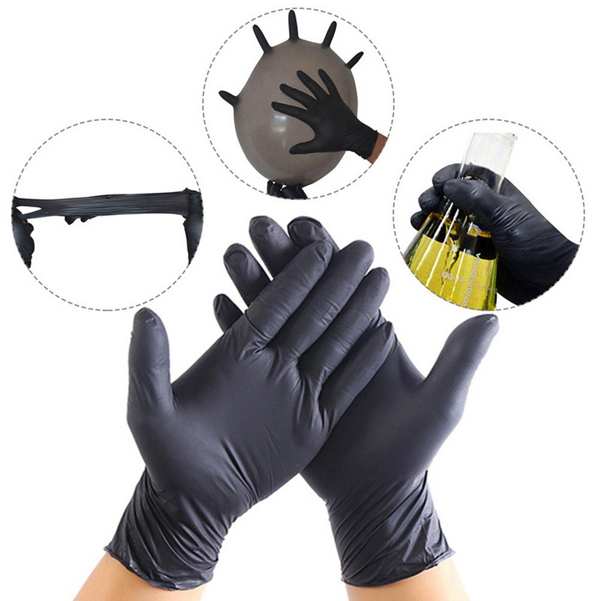 резиновые перчатки нитриловые защитные черные