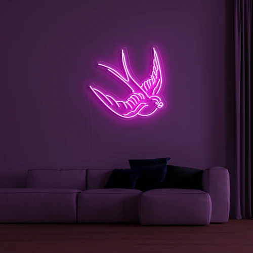 3D светодиодный неоновый логотип на стене - голубь