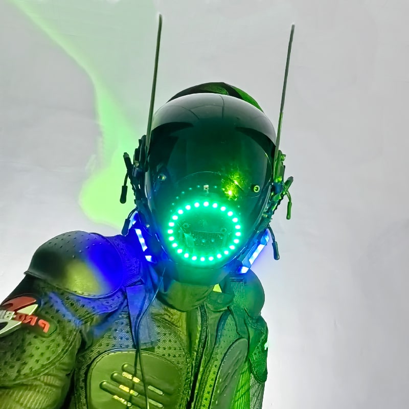 Шлем со светящейся светодиодной маской Cyberpunk