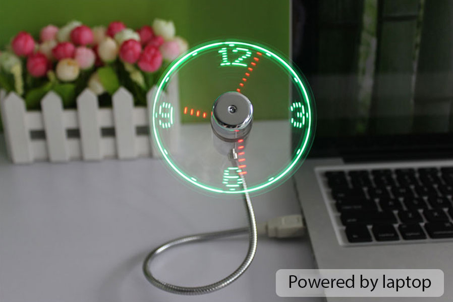 USB-вентилятор со светодиодной часы