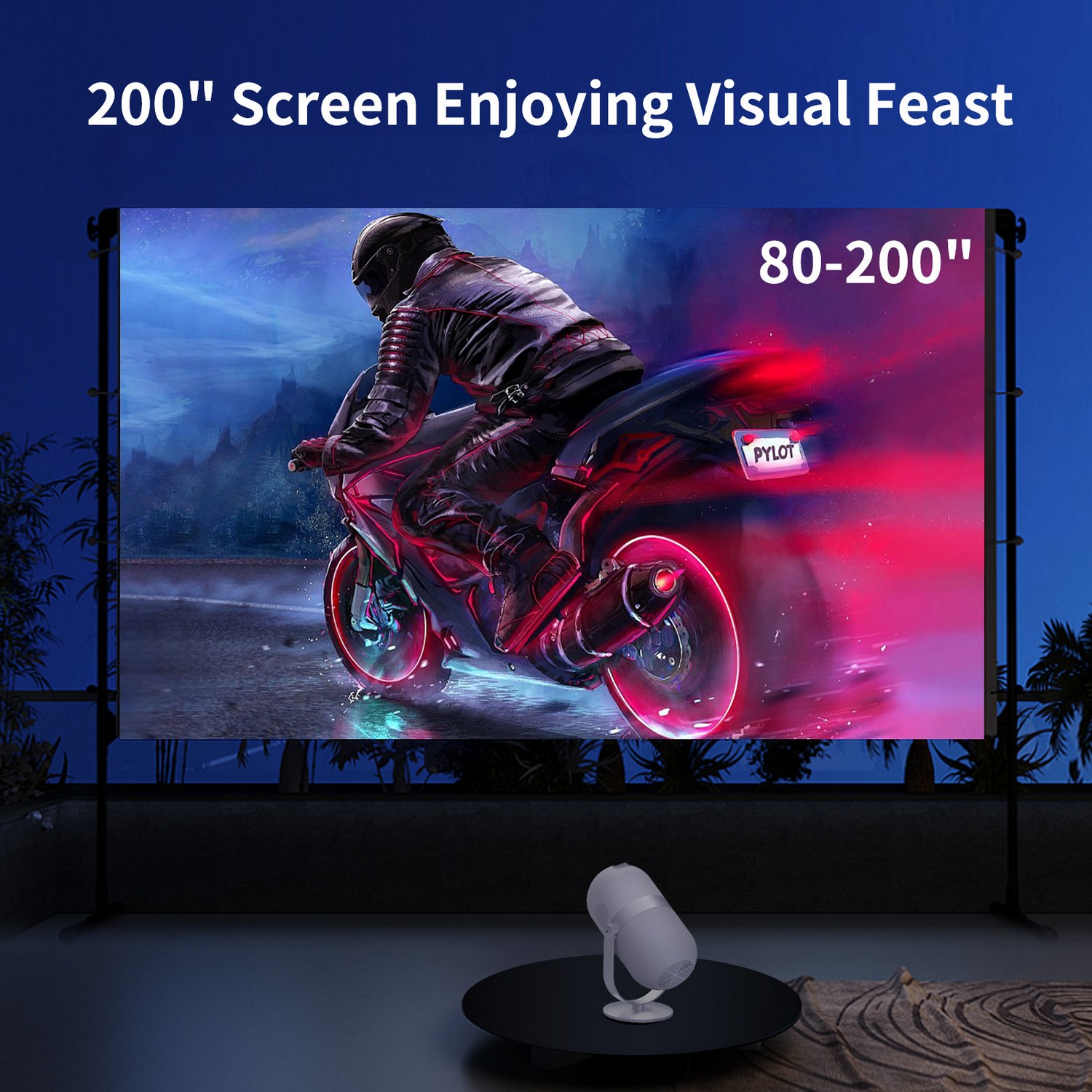 200-дюймовый проектор Wi-Fi Bluetooth 4500 люмен