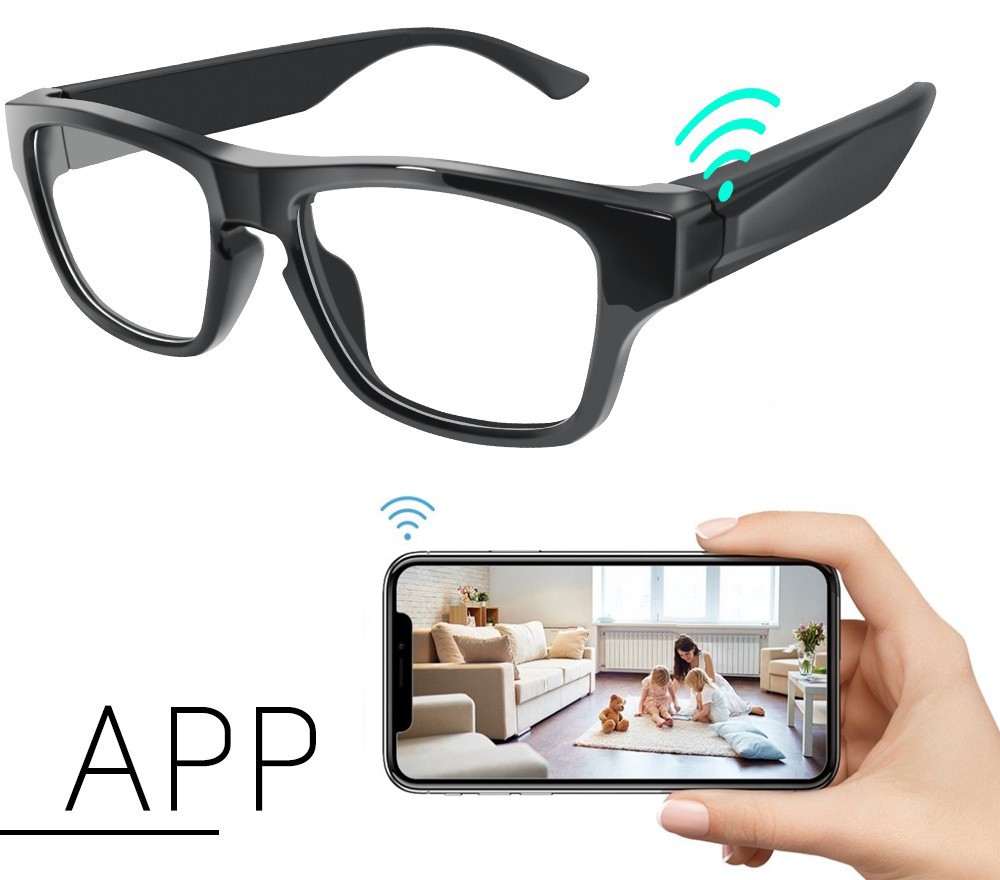 шпионские очки с HD-камерой, Wi-Fi трансляция через мобильный телефон
