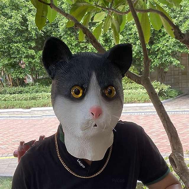 маска для лица - силиконовая латексная маска для головы черной кошки