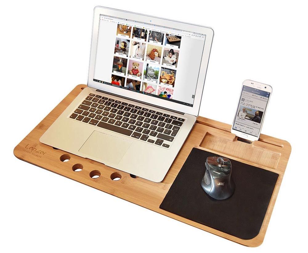 Коврик для ноутбука в кровать из дерева + подставка для мобильного телефона