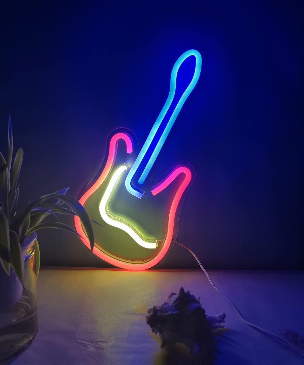 светящаяся гитара на стене - светодиодный неон