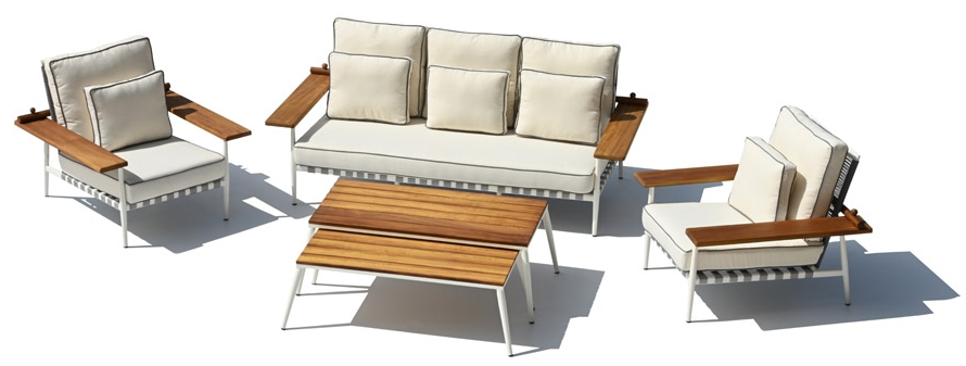 Садовый стул эксклюзивного дизайна из дерева и алюминия с большим столом