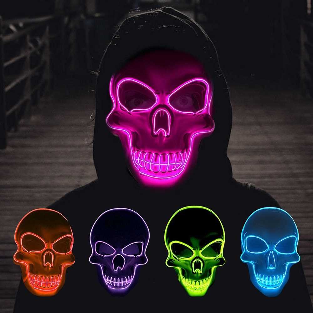 светодиодная маска для лица череп фиолетовый