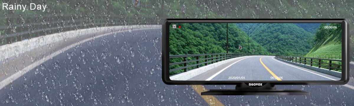 лучшая автомобильная камера с ночным видением duovox v9 - дождь