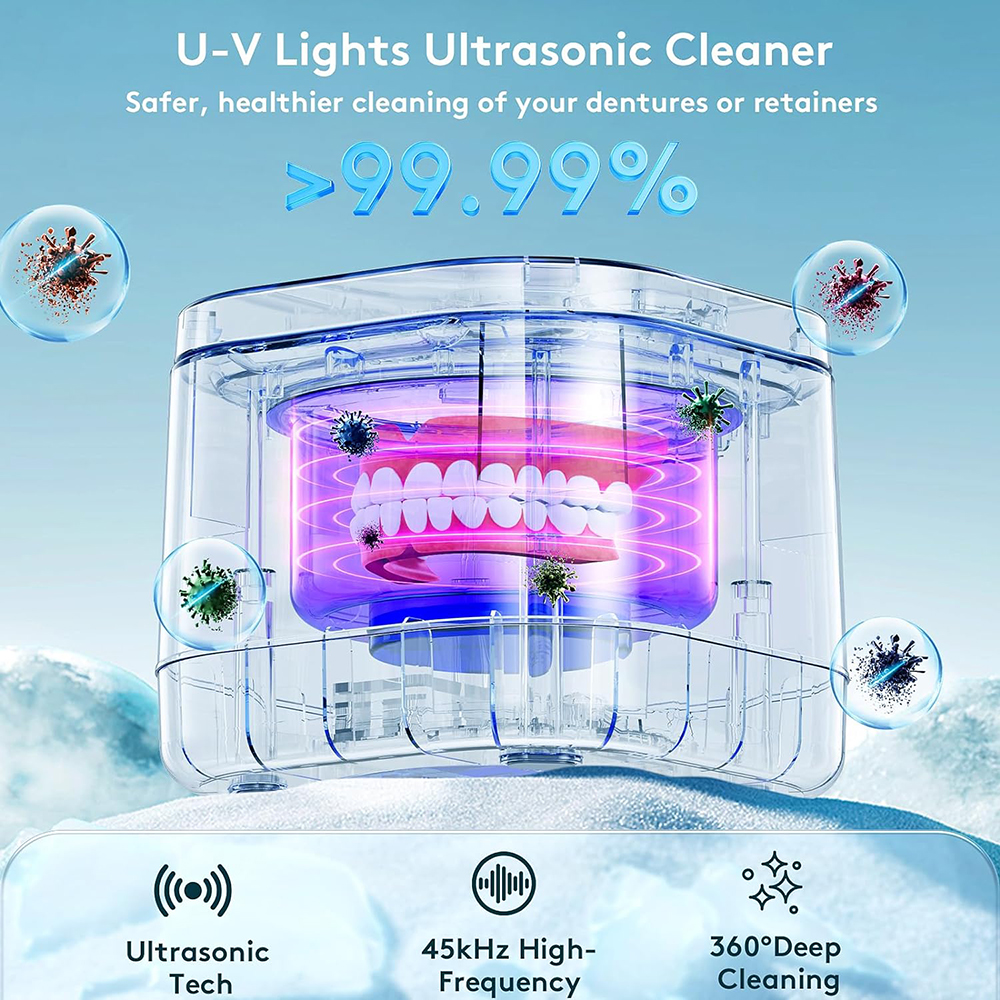 ультразвуковой очиститель фиксаторов очиститель зубных протезов УФ-99,99% легкая очистка
