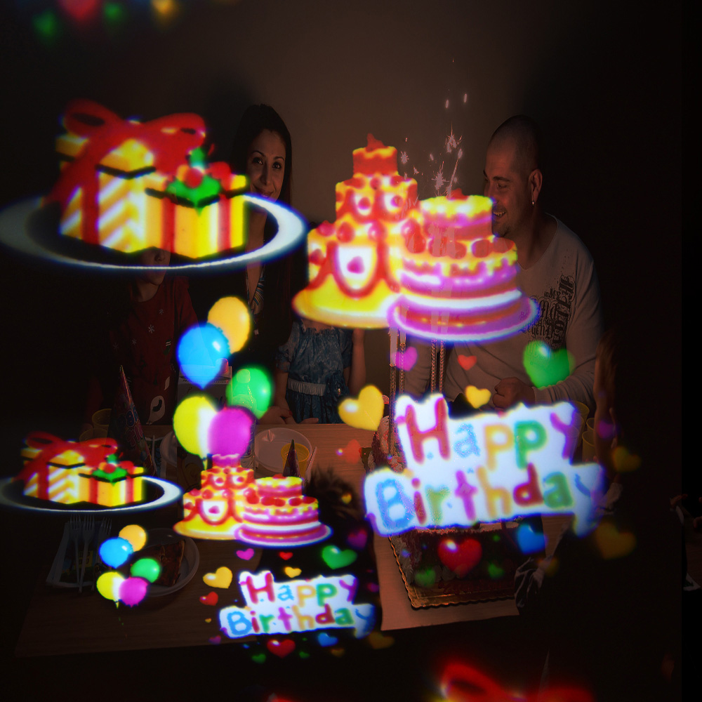 веселый светодиодный проектор для празднования проекции воздушных шаров с днем рождения