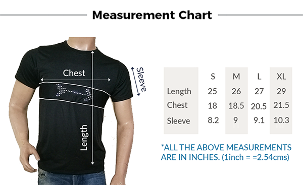 размер таблицы сообщений футболки