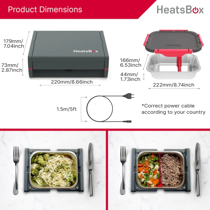 Ланч-бокс для еды с электрическим подогревом, food Heatsbox pro