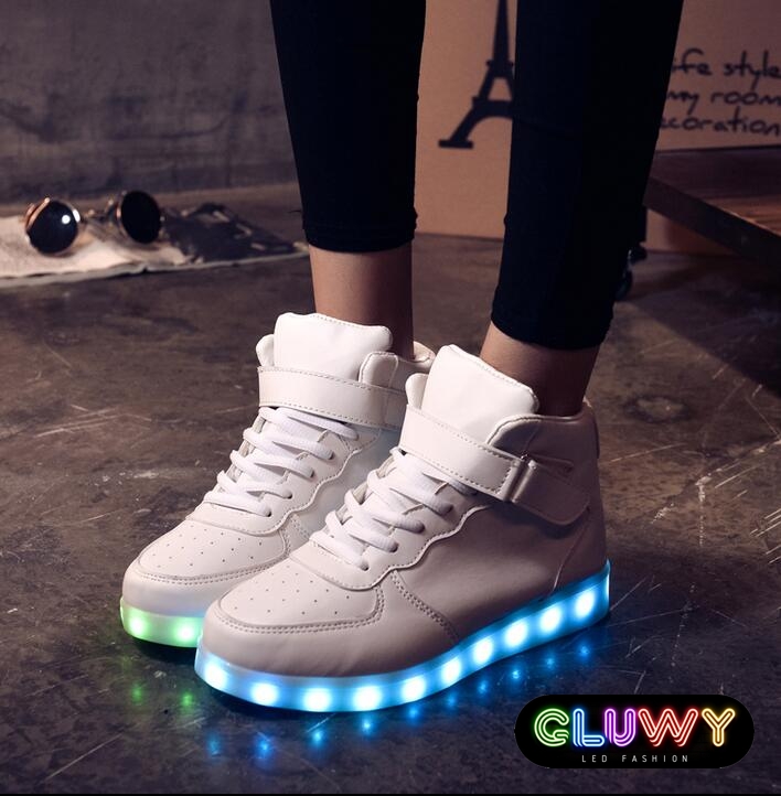 LED блестящие сапоги кроссовки белый