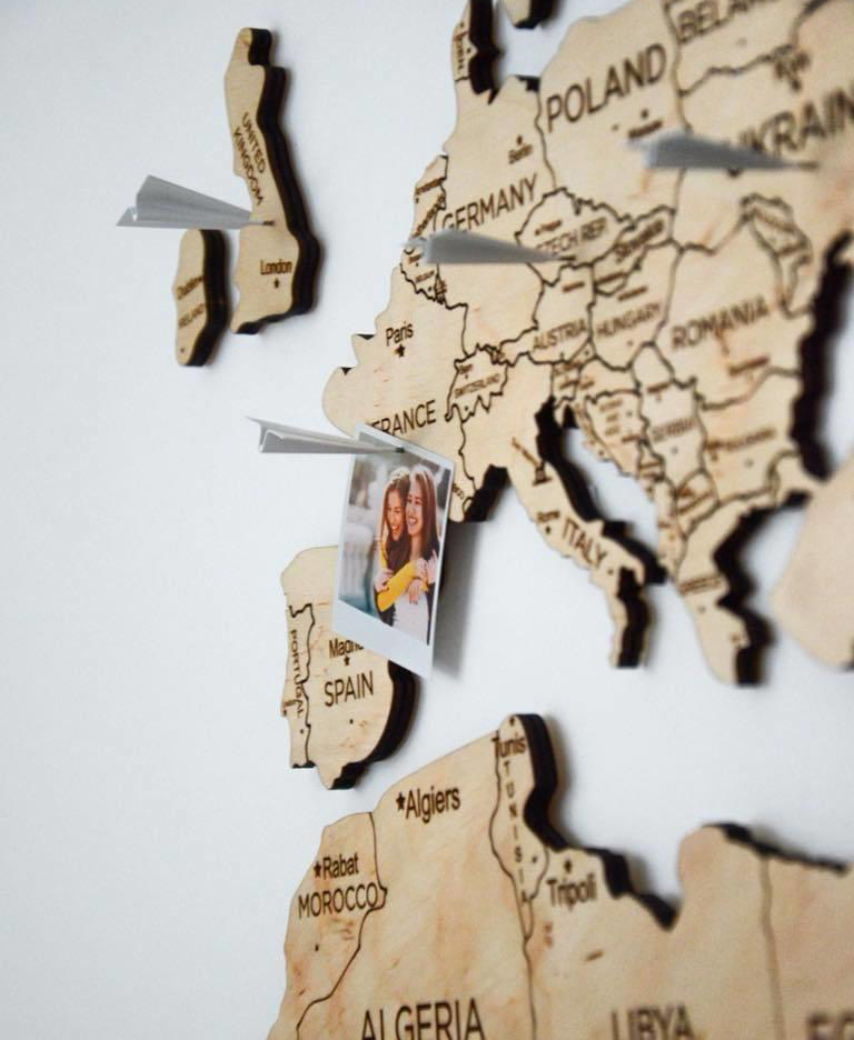 деревянная карта на стене нажимные Самолеты