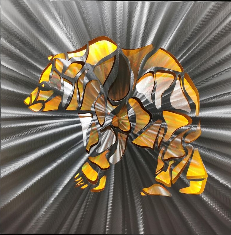 медведь 3d настенные художественные картины металл алюминий