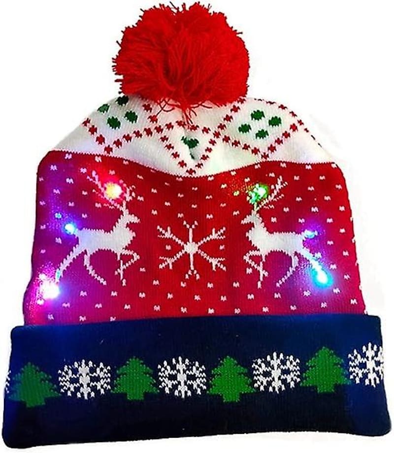 Зимняя шапка с помпоном, новогодняя подсветка светодиодными лампочками - CHRISTMAS DEER